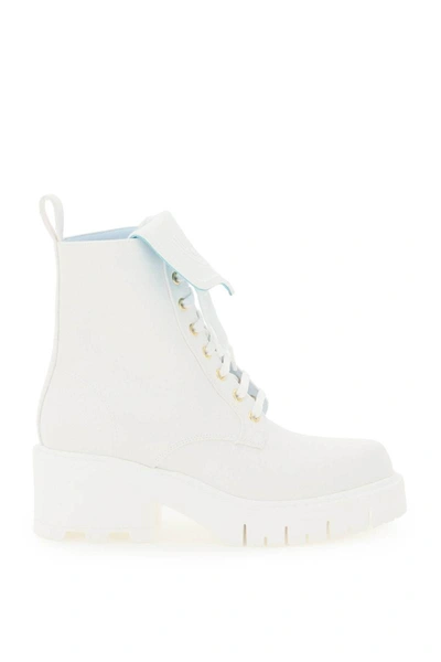 Shop Chiara Ferragni Denim Lace-up Ankle Boots In White