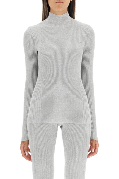 Shop Dion Lee Light Reflective Rib Knit Top In Grey