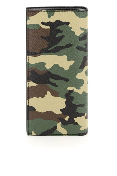 Shop Dolce & Gabbana Camouflage Dauphine Leather Vertical Wallet In Multicolor