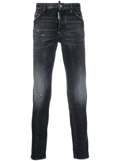 Shop Dsquared2 Jeans In <p>distressed Slim-cut Jeans From  Featuring Black, Stretch-cotton, Denim, Ripped Detailing