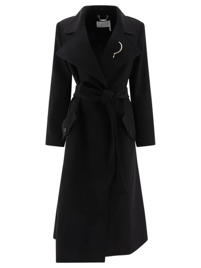 Shop Chloé Long Wrap Coat In Black