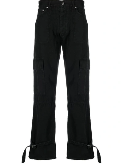 Shop Off-white Cotton Cargo Trousers In Black
