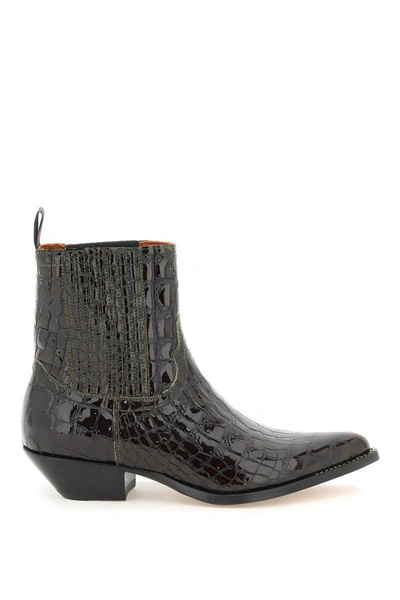 Shop Sonora Croco-embossed Leather Hidalgo Ankle Boots In Black