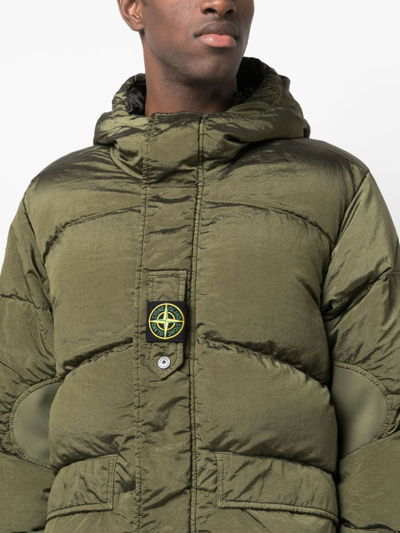Shop Stone Island Hooded Reversible Puffer Jacket In Green