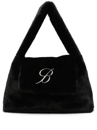 Shop Blumarine Logo-lettering Slouch-body Tote Bag In Black