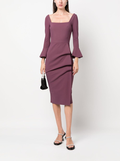 Shop Chiara Boni La Petite Robe Astra Draped Midi Dress In Purple