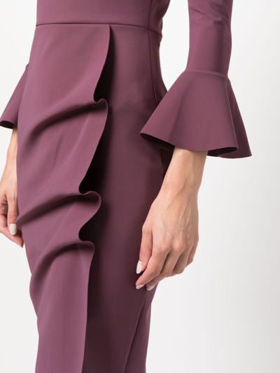 Shop Chiara Boni La Petite Robe Astra Draped Midi Dress In Purple