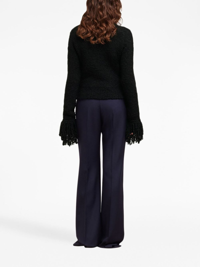Ami Alexandre Mattiussi Fringed-trim Cropped Jumper In Black