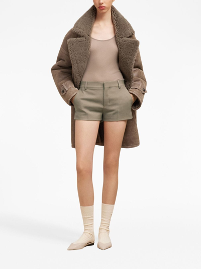 Shop Ami Alexandre Mattiussi Tailored-cut Wool Shorts In Neutrals