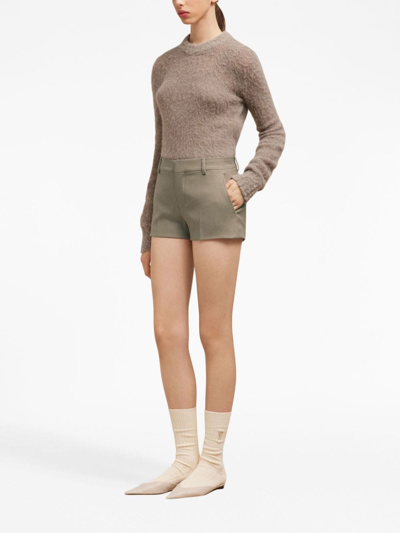 Shop Ami Alexandre Mattiussi Tailored-cut Wool Shorts In Neutrals