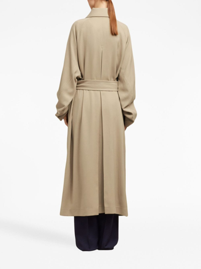 Shop Ami Alexandre Mattiussi Single-breasted Belted Trench Coat In Neutrals