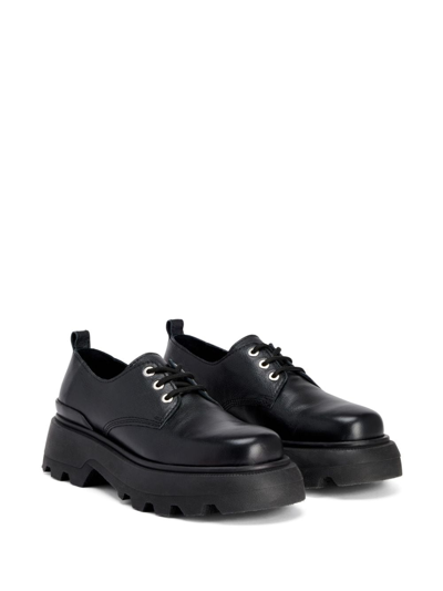 Shop Ami Alexandre Mattiussi Lace-up Leather Loafers In Black