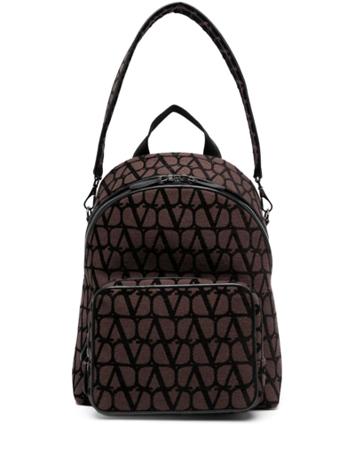 Shop Valentino Toile Iconographe-jacquard Backpack In Brown