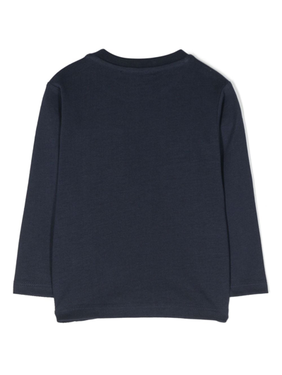 Fay Long-sleeved Cotton T-shirt In Blue