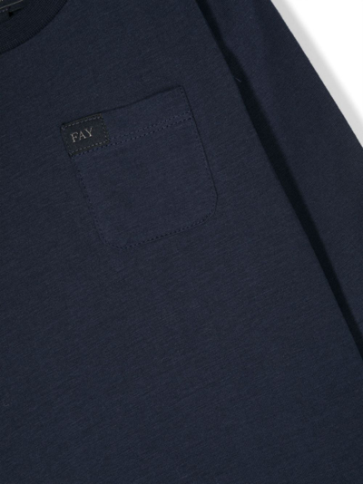 Fay Long-sleeved Cotton T-shirt In Blue
