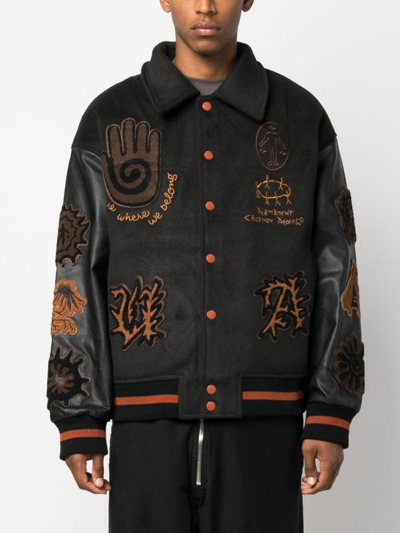 Shop Untitled Artworks Rooting Wool Varsity Jacket In Black
