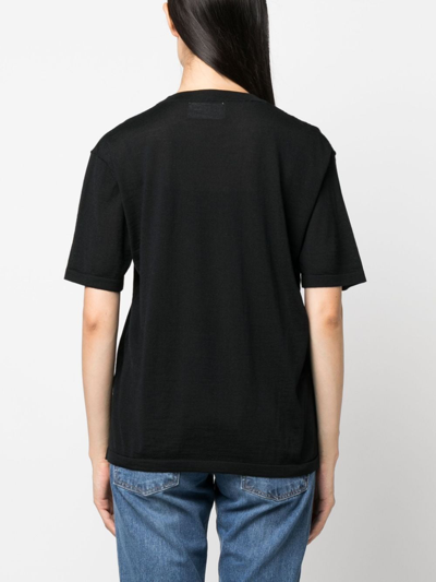 Shop Armarium Crew-neck Wool T-shirt In Black