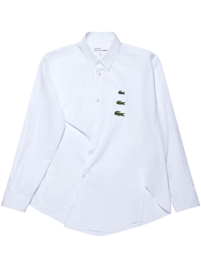 Shop Comme Des Garçons Shirt X Lacoste Logo-patch Asymmetric Shirt In White