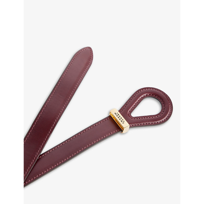 Shop Isabel Marant Womens Burgundy Brindi Brand-plaque Leather Belt