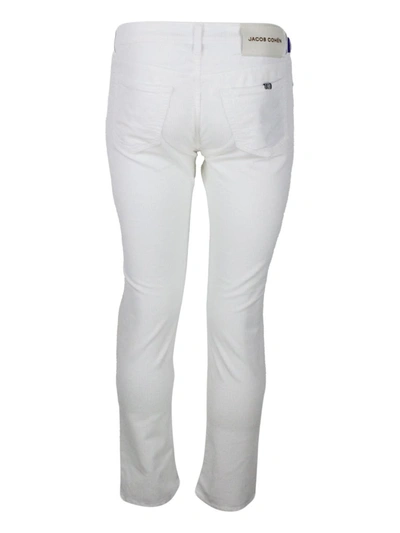 Jacob Cohen Bard J688 Trousers In Luxury Edition In Soft Rock Corduroy With 5 Pockets With Closure Buttons And S In White