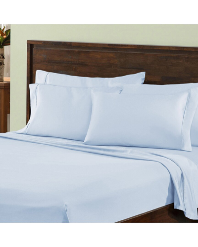 Shop Superior Premium Plush 1000 Thread Count Solid Deep Pocket Cotton Blend Bed Sheet Set In Blue