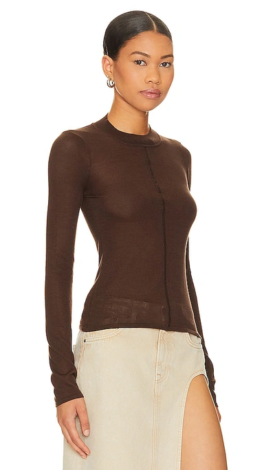 Nbd Tayla Crew Neck Pullover In Chocolate
