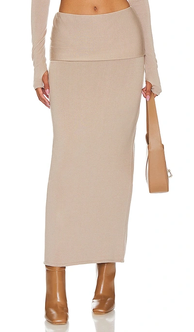 Shop Nbd Tosca Fold Over Maxi Skirt In Taupe