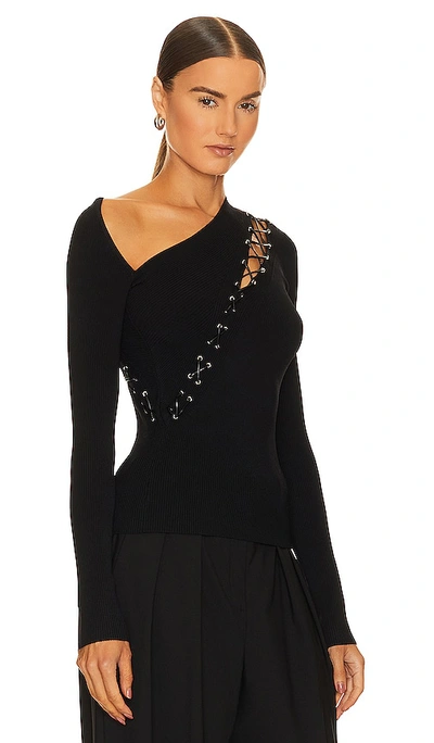Shop Nicholas Cosima Long Sleeve Lace Up Top In Black