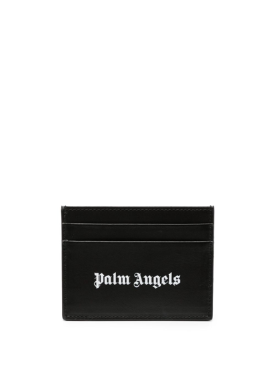 Shop Palm Angels Logo-print Leather Card Holder In Schwarz