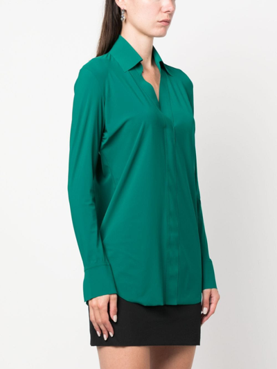 Shop Chiara Boni La Petite Robe Long-sleeved V-neck Shirt In Grün