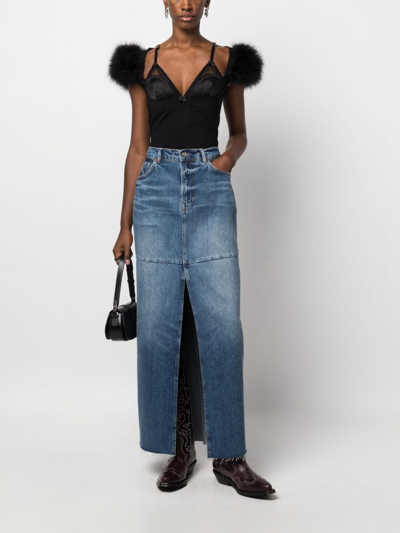 Shop Dsquared2 Goth Feather-trim Bustier Top In Black