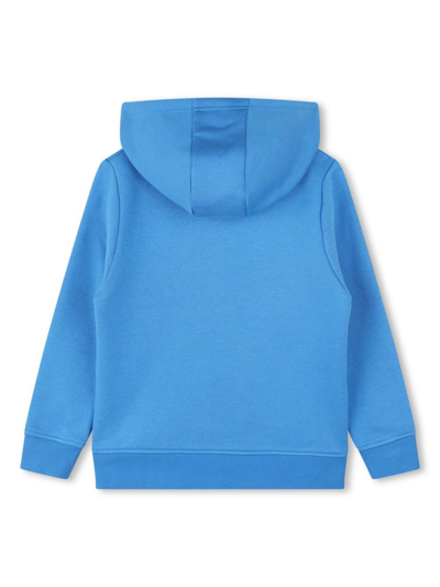 Shop Bosswear Logo-print Cotton Hoodie In Blau