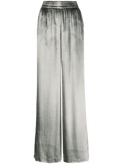 Shop Red Valentino Velvet-finish Palazzo Trousers In Silber