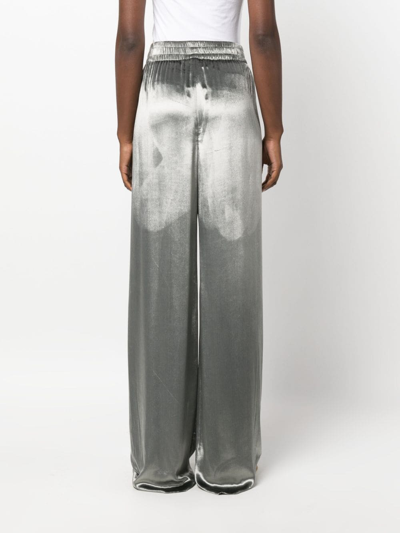 Shop Red Valentino Velvet-finish Palazzo Trousers In Silber