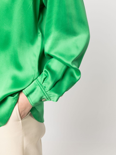 Shop Alysi Silk Long-sleeve Shirt In Grün