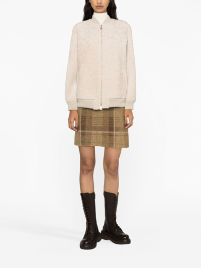 Manzoni 24 Shearling Zip-up Jacket In Nude