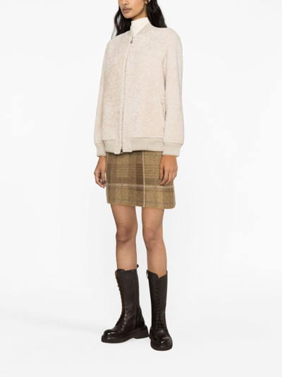 Manzoni 24 Shearling Zip-up Jacket In Nude