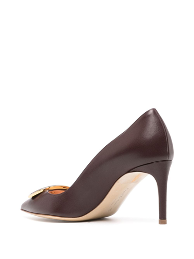 Shop Rupert Sanderson 80mm Pointed-toe Leather Pumps In Braun