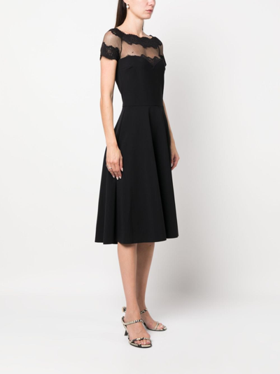 Shop Chiara Boni La Petite Robe Lace-detail Short-sleeve Dress In Schwarz