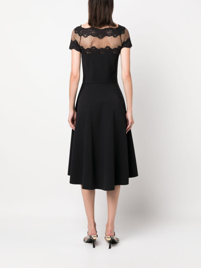 Shop Chiara Boni La Petite Robe Lace-detail Short-sleeve Dress In Schwarz