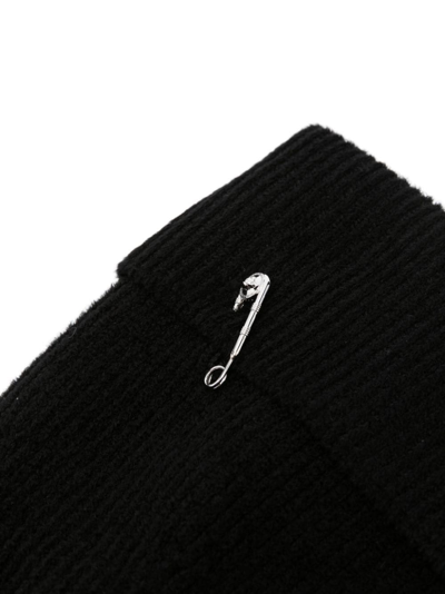 Shop Versace Safety-pin Knitted Beanie In Schwarz