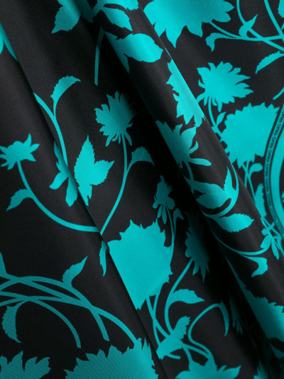 Shop Versace Floral Silhouette-print Silk Foulard In Black