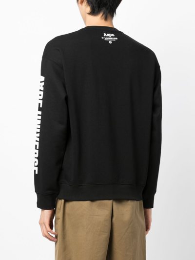 Shop A Bathing Ape Logo-print Crew-neck Sweatshirt In Black
