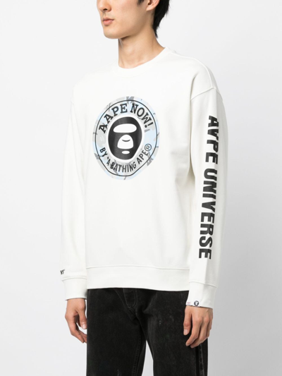 Shop A Bathing Ape Logo-print Crew-neck Sweatshirt In White