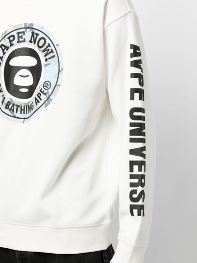 Shop A Bathing Ape Logo-print Crew-neck Sweatshirt In White