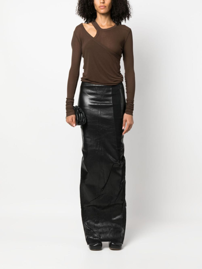Shop Rick Owens Rear-slit Cotton Maxi Skirt In Schwarz