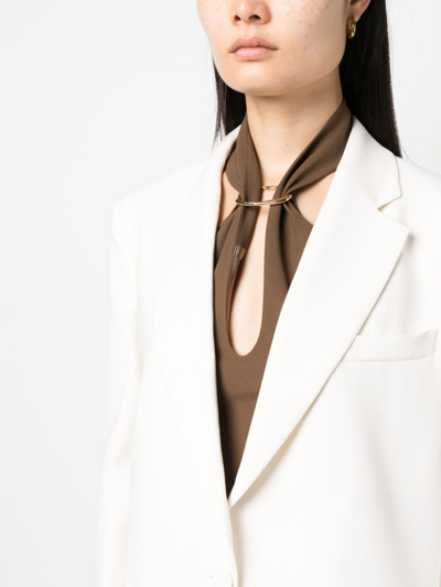 Shop The Andamane Single-breasted Shoulder-pads Blazer In Nude