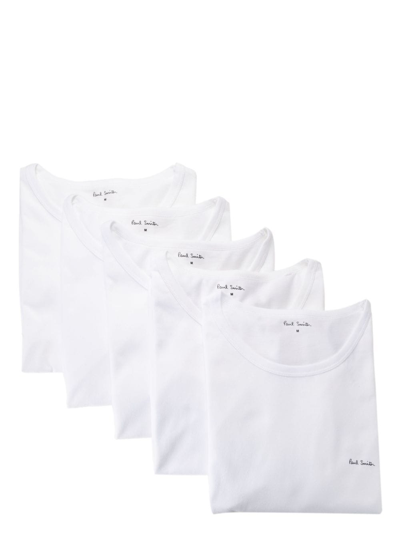 Shop Paul Smith Cotton T-shirts (pack Of Five) In Weiss