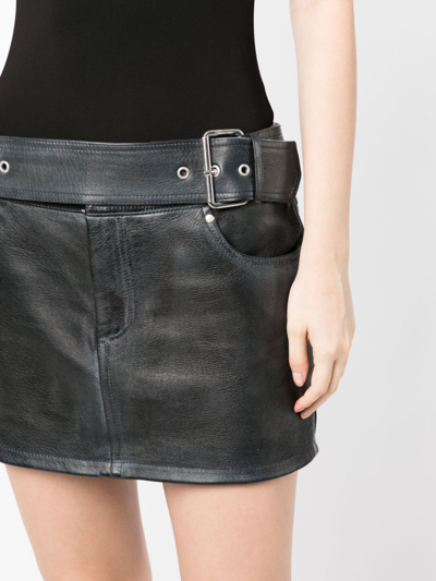Shop Blumarine Belted Leather Miniskirt In Schwarz