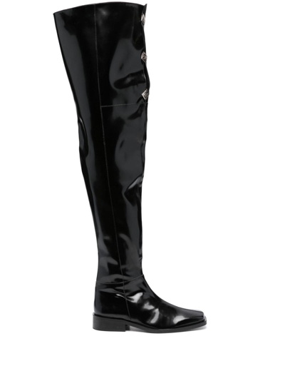 Shop Gmbh Yahir Over-the-knee Boots In Old Black Abrasivato